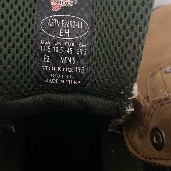Red Wing Work Boots ASTM F2892-11 EH Brown Leather Upper Boots USA Size 11.5 - Picture 4 of 5